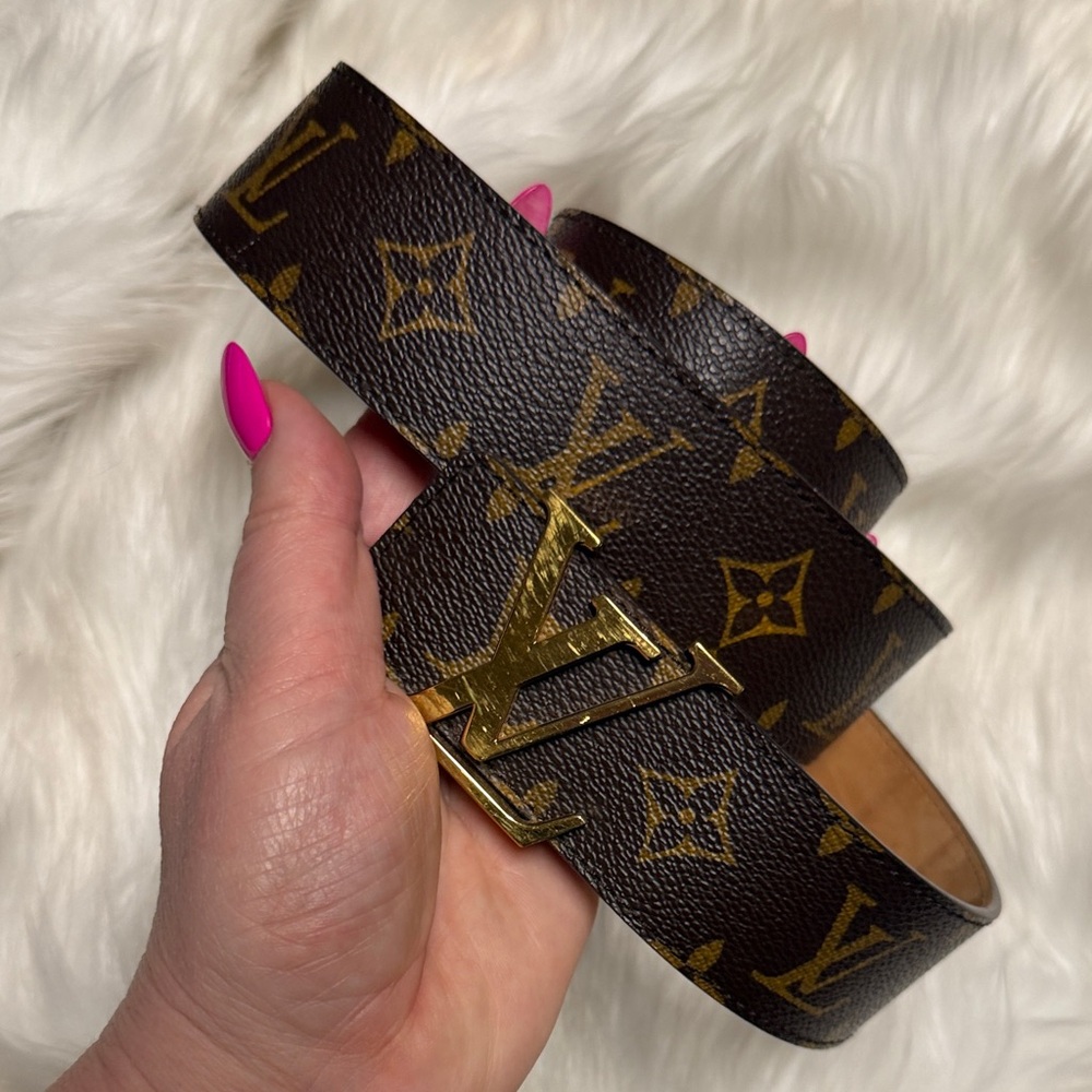 Louis Vuitton Monogram Brown and Gold Belt 100